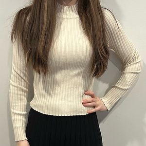 H&M Divided High Neck Ribbed Cream Sweater Size XS